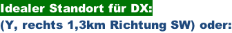 Idealer Standort für DX: (Y, rechts 1,3km Richtung SW) oder: